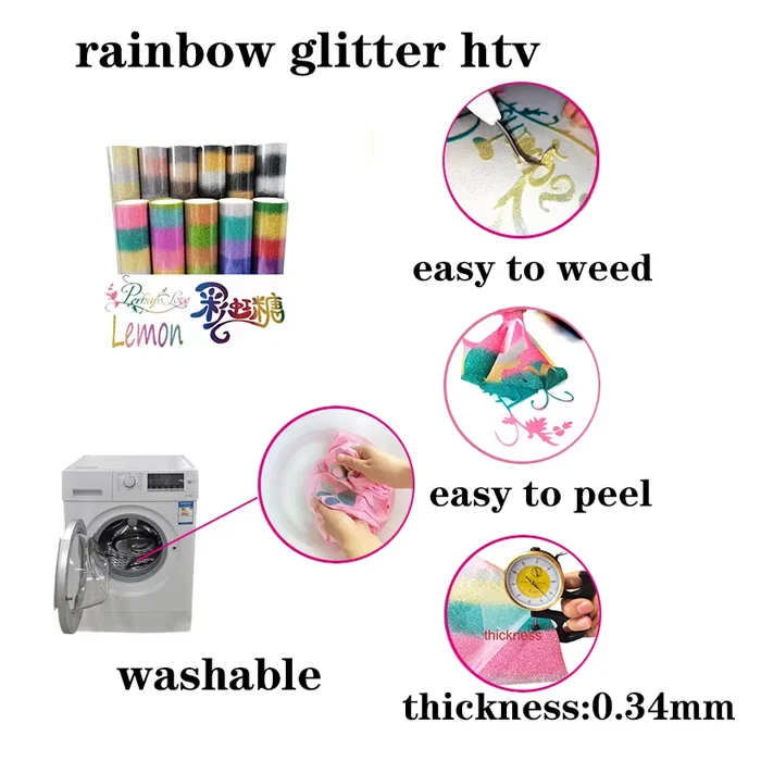 rainbow glitter HTV
