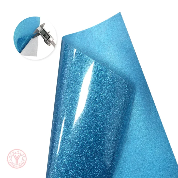 aqua blue glitter HTV
